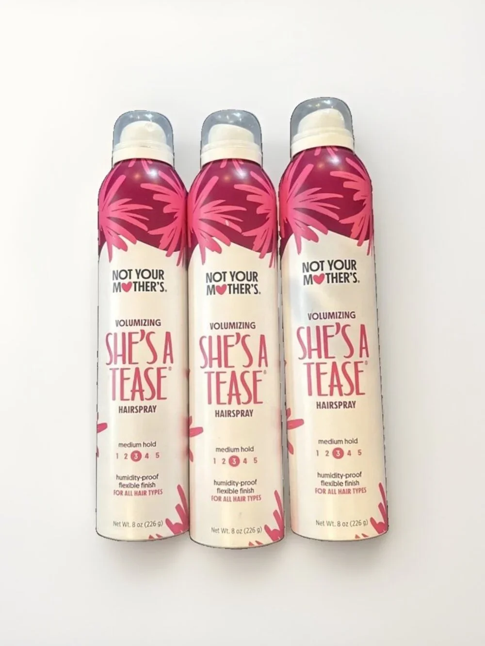 Lot of 3 NEW Not Your Mothers Volumizing She's A Tease Hairspray Medium Hold 8oz